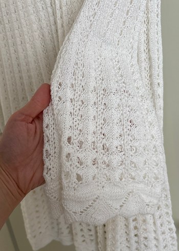 Beyaz Örgü DANTEL Bohem MiNİ Elbise - Görsel 3