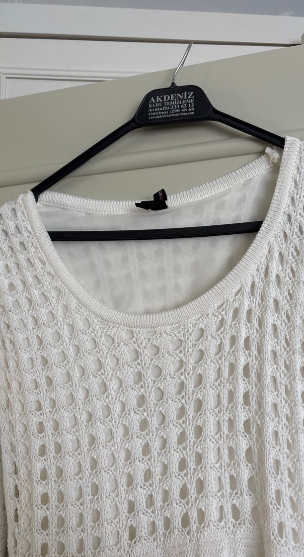 Beyaz Örgü DANTEL Bohem MiNİ Elbise - Görsel 5
