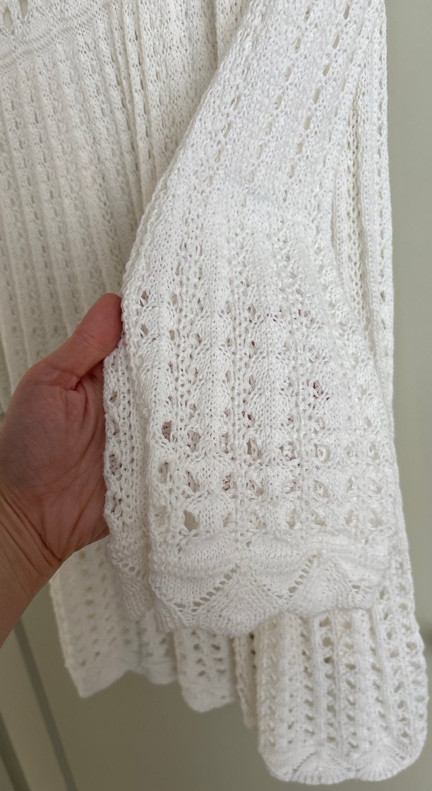 Beyaz Örgü DANTEL Bohem MiNİ Elbise - Görsel 3