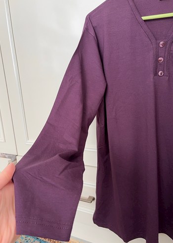 Mor Düğmeli Hamile Tunik - Görsel 2