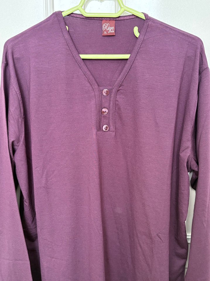 Mor Düğmeli Hamile Tunik - Görsel 4