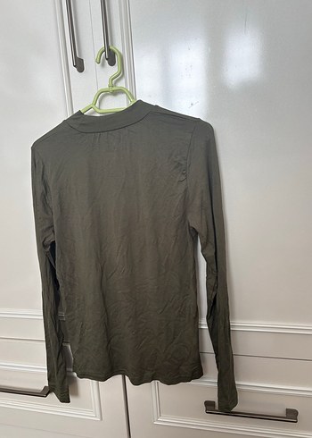 Kadın Haki Balıkçı Dik Yaka Uzun Kollu bluz - Görsel 4