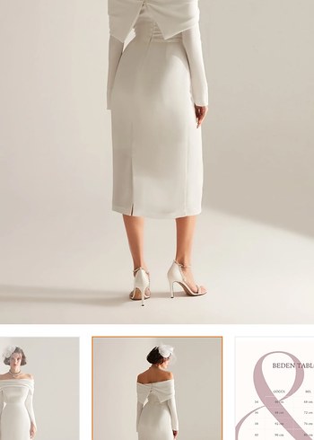 Betty & Sam Nancy Uzun Kollu Drapeli Beyaz Kalem Elbise - Görsel 2