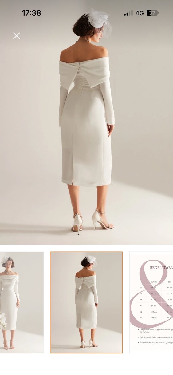 Betty & Sam Nancy Uzun Kollu Drapeli Beyaz Kalem Elbise - Görsel 2