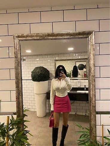 Fuşya pembe askılı kol çantası