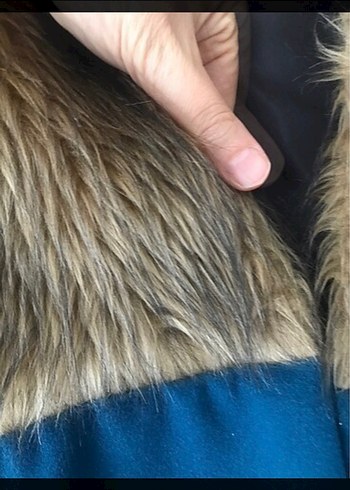 Kürk Detaylı Uzun Mavi Kadın Yelek fiyat uygundur - Görsel 2