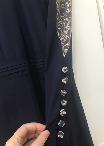 Nakışlı Siyah Uzun Kollu Uzun Elbise - Görsel 4