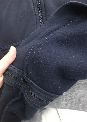 Erkek Lacivert Kapüşonlu Fermuarlı Sweatshirt 4xl - Görsel 3