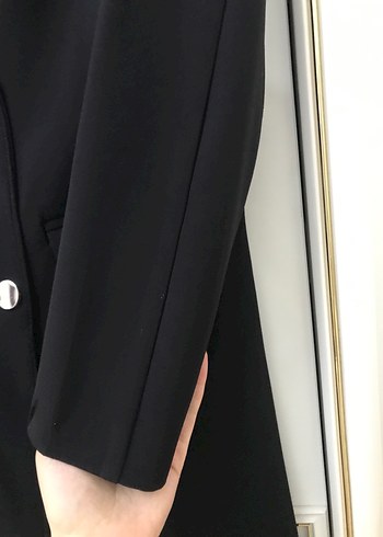 Düğmeli Siyah Kadın Blazer Ceket - Görsel 4