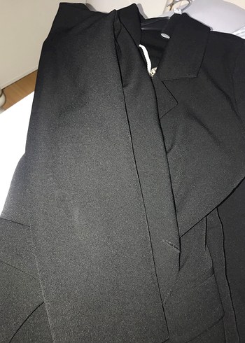 Düğmeli Siyah Kadın Blazer Ceket - Görsel 11