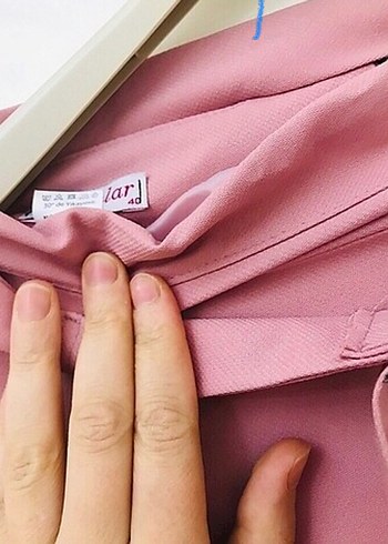 Düğmeli Pembe Uzun Kadın Etek - Görsel 2