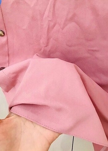 Düğmeli Pembe Uzun Kadın Etek - Görsel 5