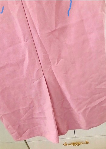 Düğmeli Pembe Uzun Kadın Etek - Görsel 6