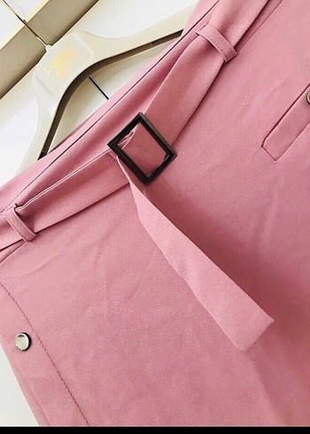 Düğmeli Pembe Uzun Kadın Etek - Görsel 4