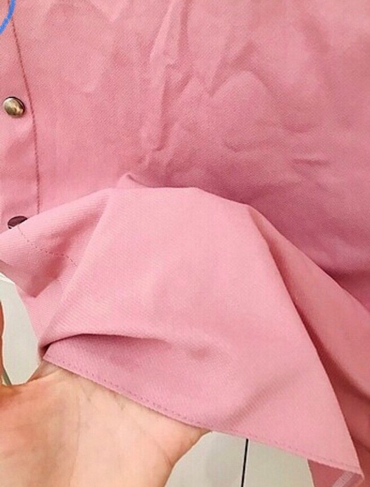 Düğmeli Pembe Uzun Kadın Etek - Görsel 5