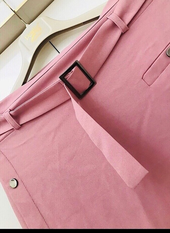 Düğmeli Pembe Uzun Kadın Etek - Görsel 4