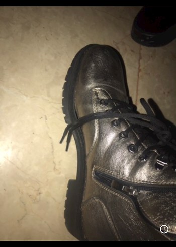 Gri Deri Tokalı Yüksek Topuklu Punk Bot - Görsel 4