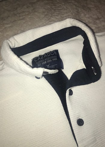 Düğmeli Beyaz Erkek Sweatshirt - Görsel 9