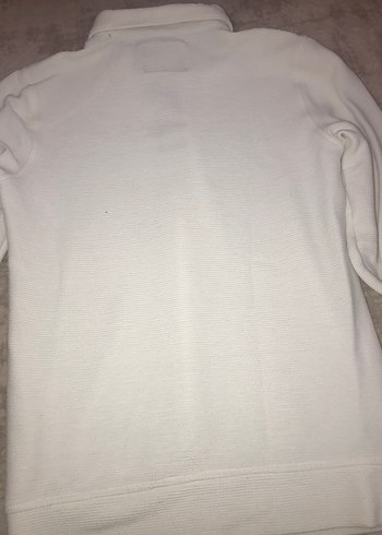 Düğmeli Beyaz Erkek Sweatshirt - Görsel 6