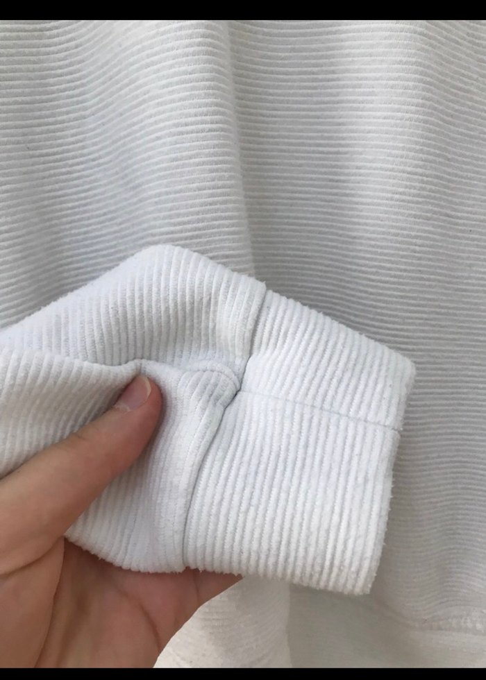 Düğmeli Beyaz Erkek Sweatshirt - Görsel 3