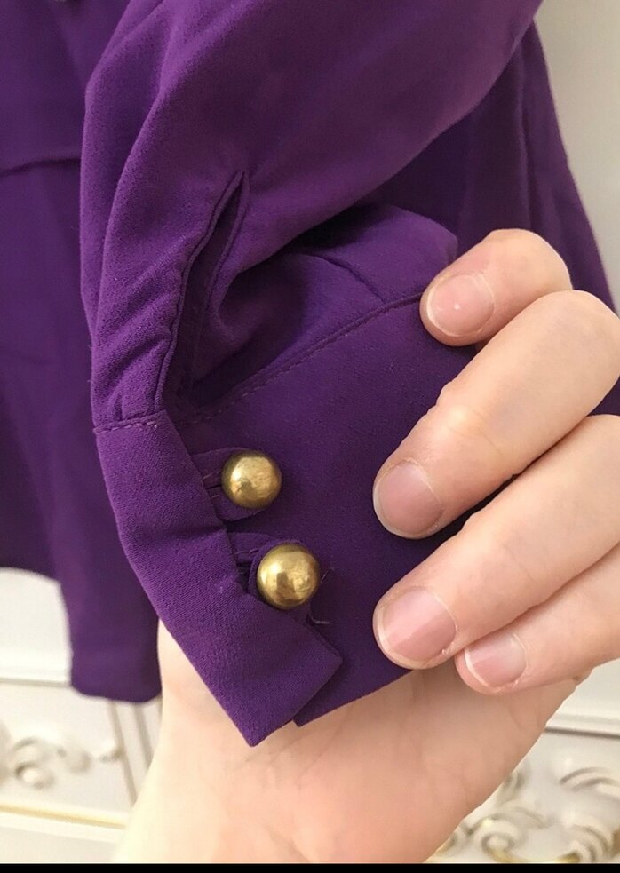 Boncuk Detaylı Mor Bohem Kadın Bluz - Görsel 4