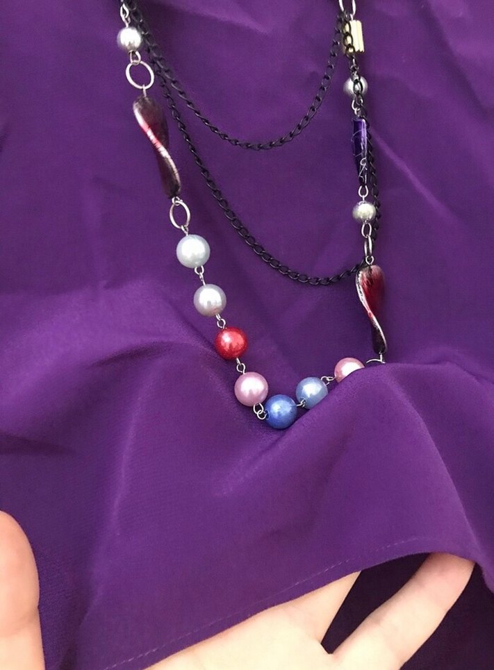 Boncuk Detaylı Mor Bohem Kadın Bluz - Görsel 5