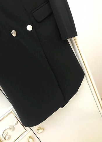42 Beden siyah Renk Kadın Siyah Uzun Kollu Düğmeli Blazer