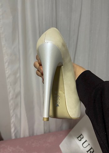 Krem platform topuklu ayakkabı - Görsel 4