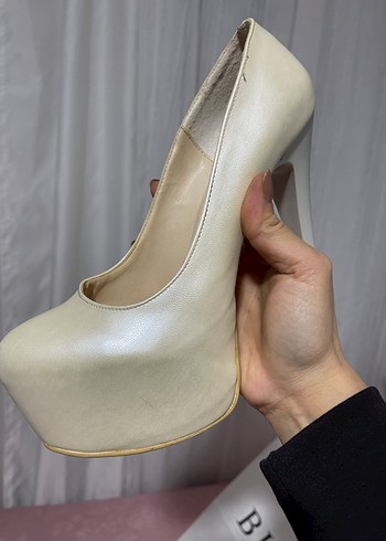 Krem platform topuklu ayakkabı - Görsel 2