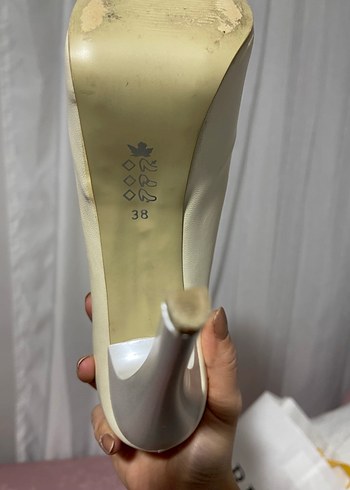 Krem platform topuklu ayakkabı - Görsel 7