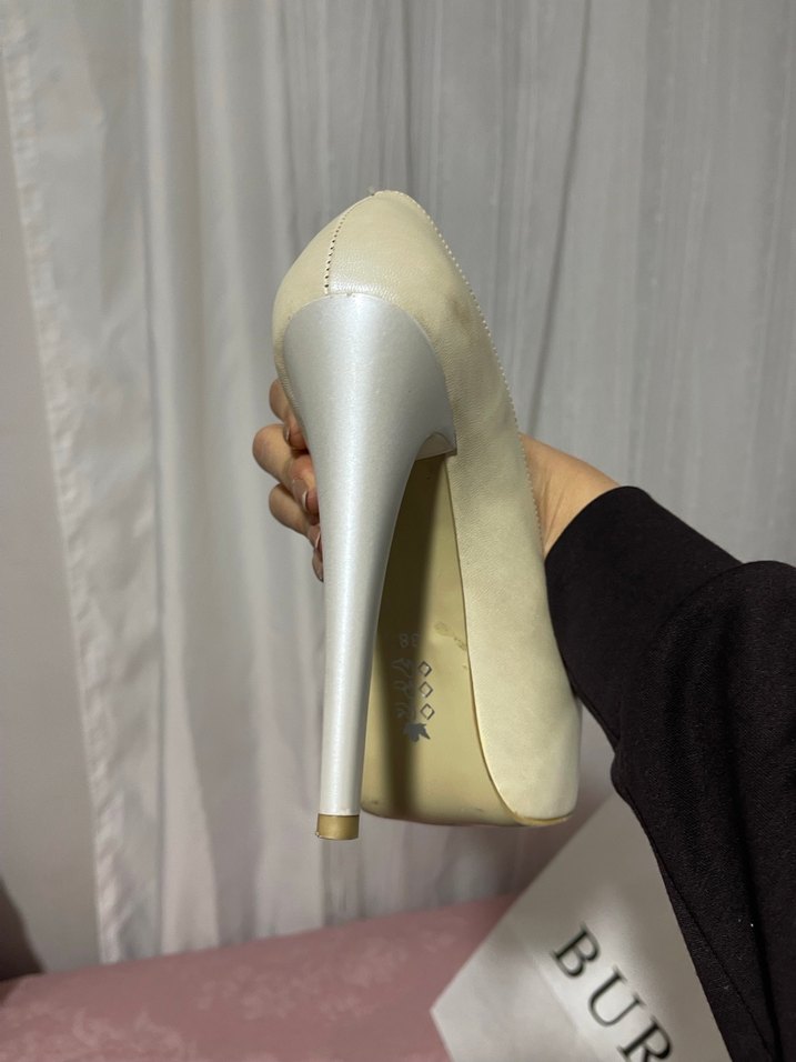 Krem platform topuklu ayakkabı - Görsel 4