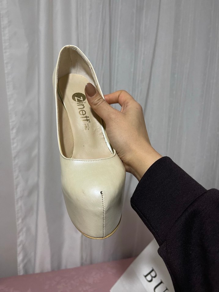 Krem platform topuklu ayakkabı - Görsel 3