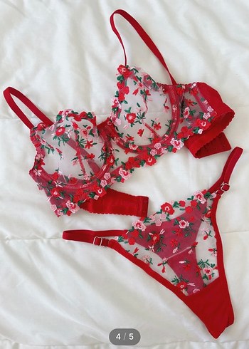 Nakışlı Kırmızı Bohem Sütyen Takımı - Görsel 3