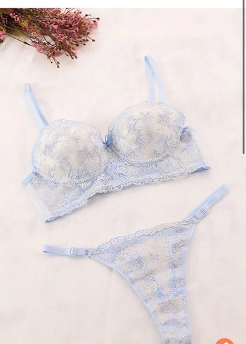 Mavi Nakışlı Bohem Sütyen Takımı - Görsel 2