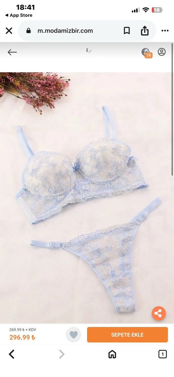 Mavi Nakışlı Bohem Sütyen Takımı - Görsel 2