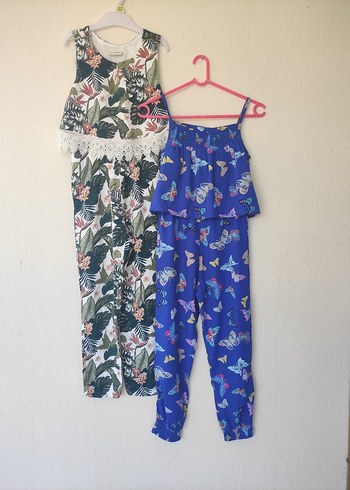 Zara Kız Çocuk Renkli Desenli Dantel Detaylı Tulum