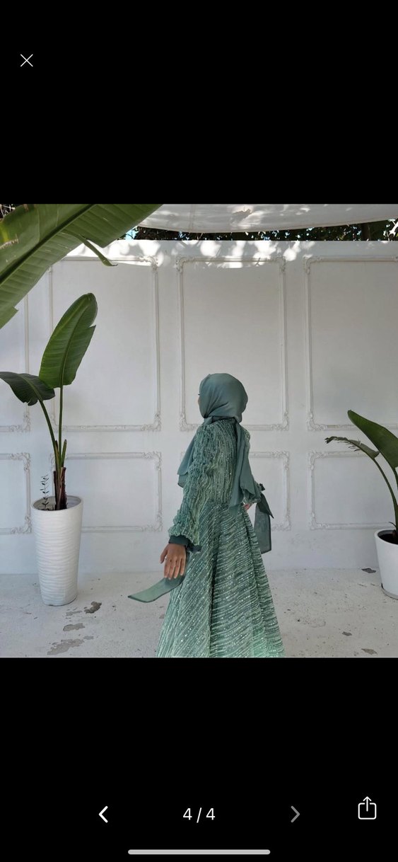 Yeşil tesettür Elbise - Görsel 4