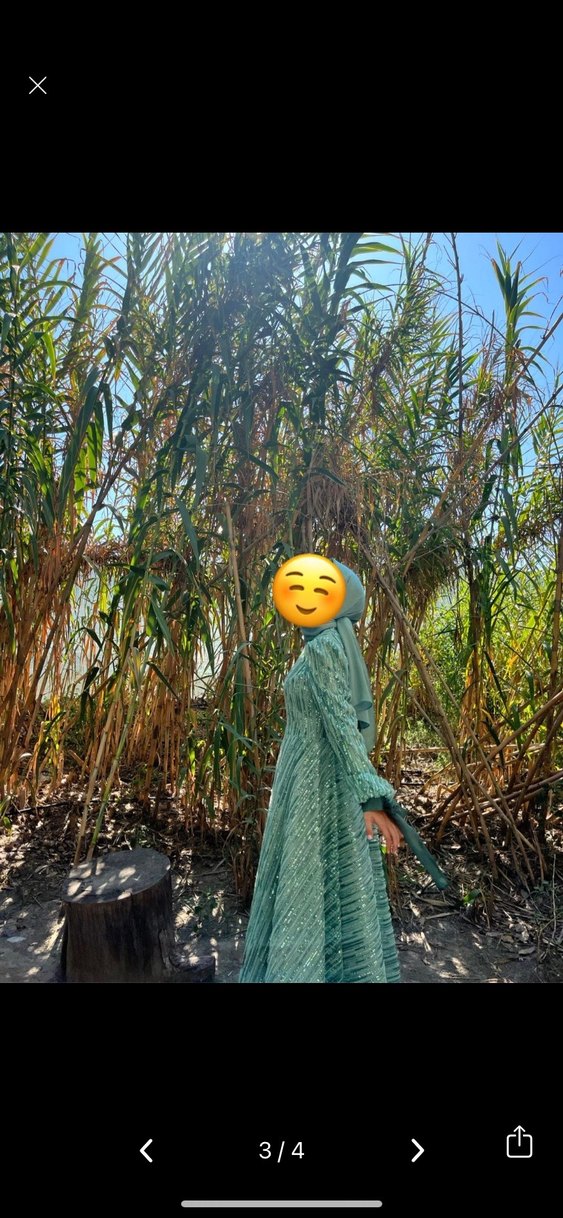 Yeşil tesettür Elbise - Görsel 3