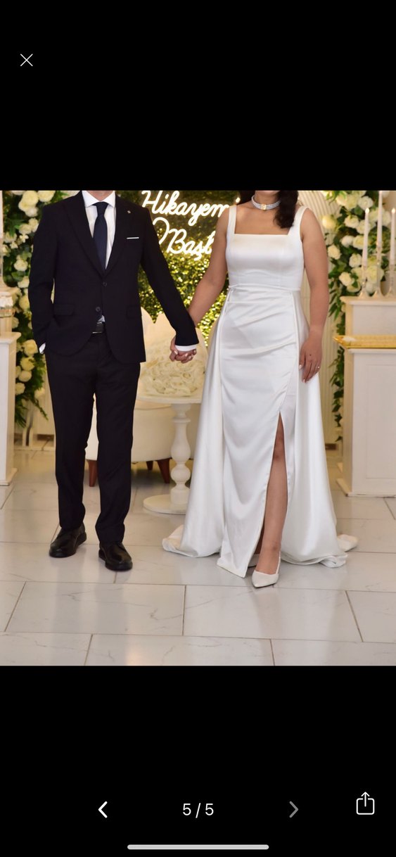 Beyaz Uzun Elbise - Görsel 5