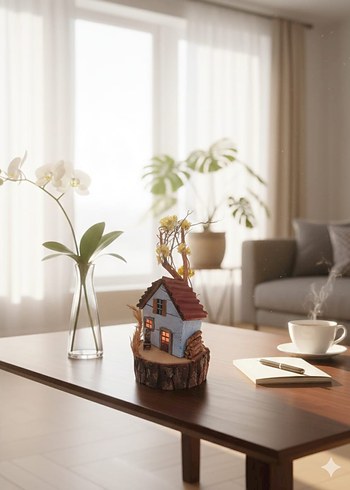 Beyaz Mini Ev Figürü - Görsel 3