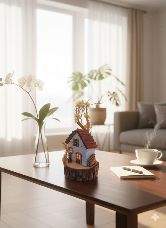 Beyaz Mini Ev Figürü - Görsel 3