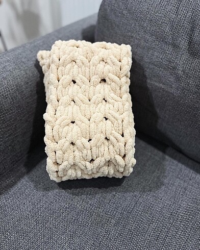 Beden camel Renk Puffy örgü atkı