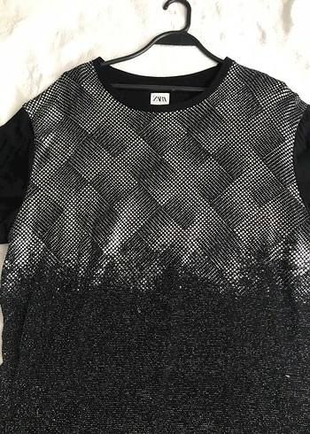 Zara Siyah Payetli Kadın Bluz