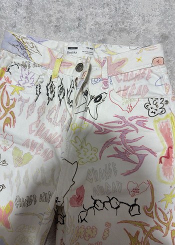 Bershka Renkli Desenli Rahat Kesim Kadın Pantolon