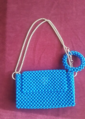 Mavi boncuk çanta 