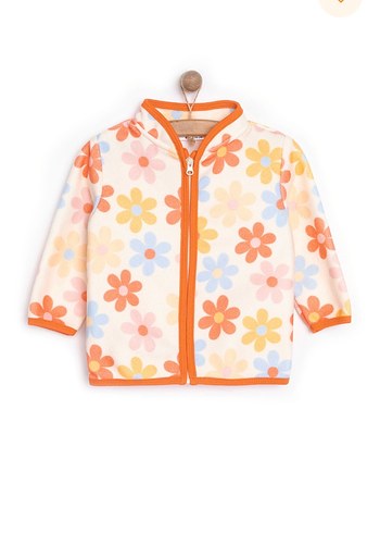 Kız Bebek Çiçek Desenli Uzun Kollu Polar Hırka - Görsel 2