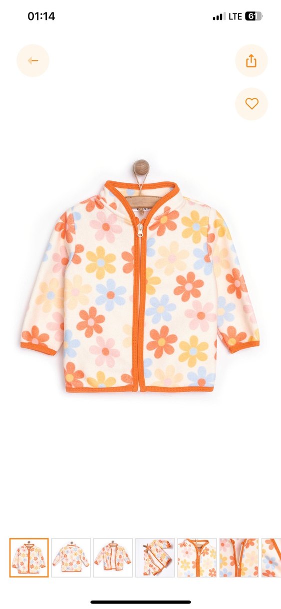 Kız Bebek Çiçek Desenli Uzun Kollu Polar Hırka - Görsel 2