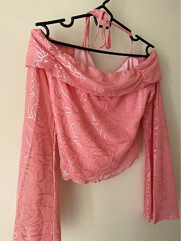 Sheinside pembe boyundan bağlamalı bluz