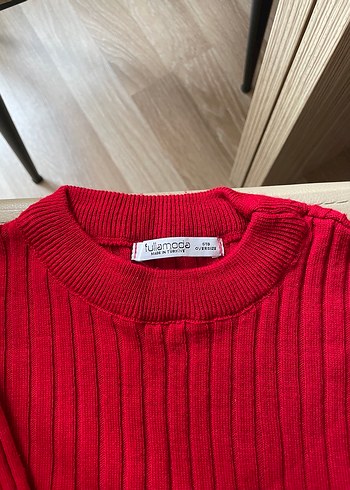 universal Beden Fulla moda Koyu Kırmızı Fitilli Triko Kadın Kazak