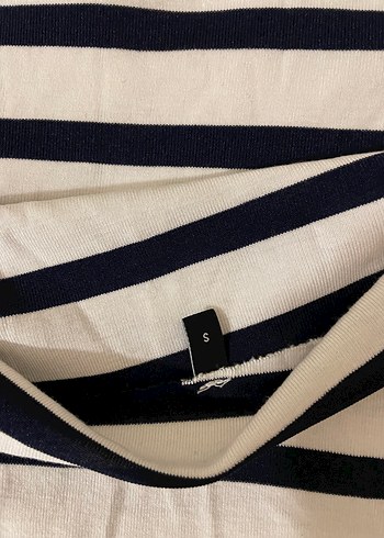 s Beden lacivert Renk Trendyolmilla Kadın Lacivert Çizgili Denim Bluz